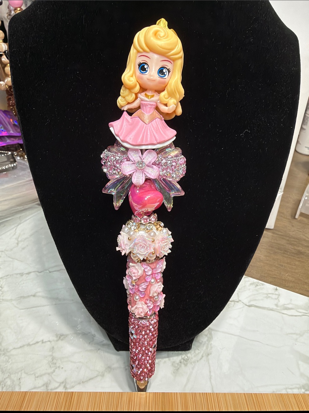 Kids Pink Princess Decorative Pen with Doll Topper